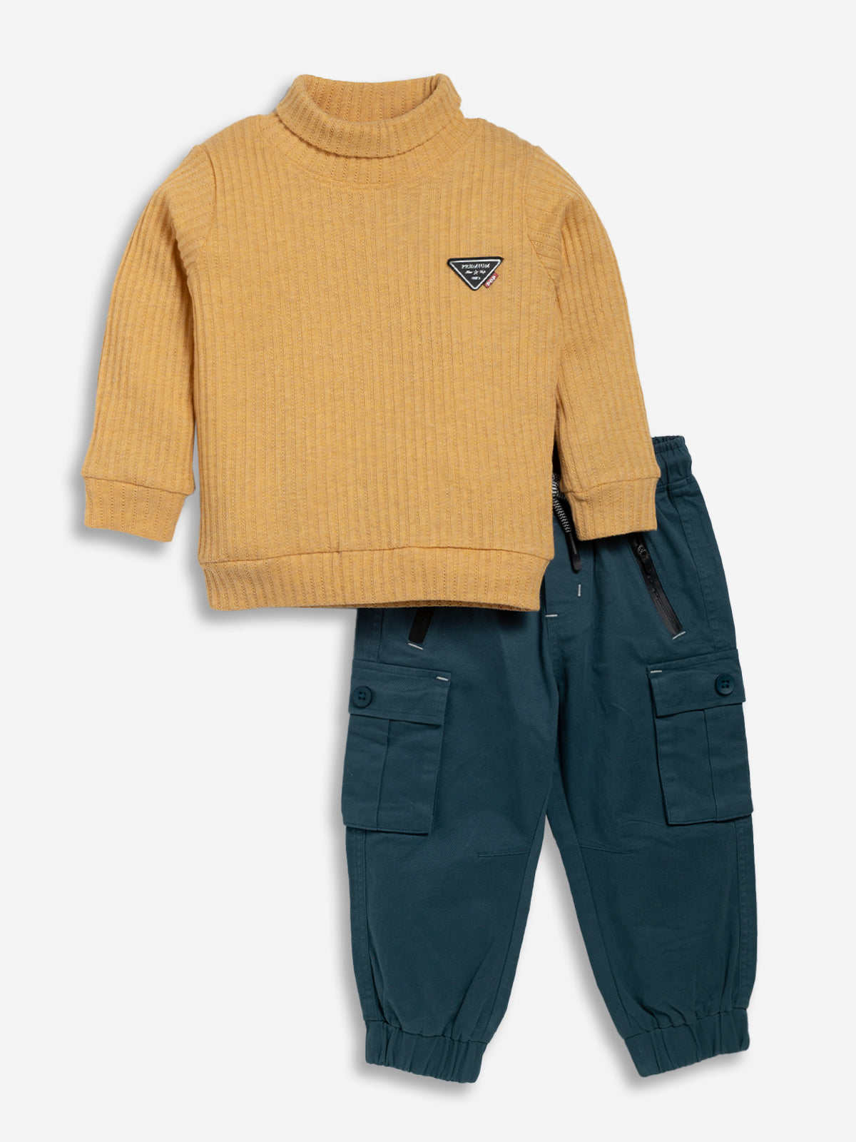 DTD Boys Full Sleeve High Neck Shirt with Denim Pant B-FST-830