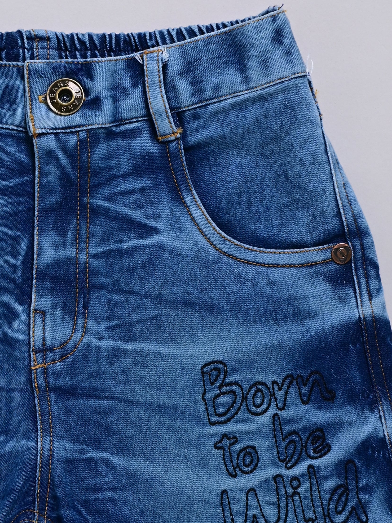 Dear To Dad Pure Cotton Half Sleeve Crochet Fabric Denim Boys Set B-HSD-830
