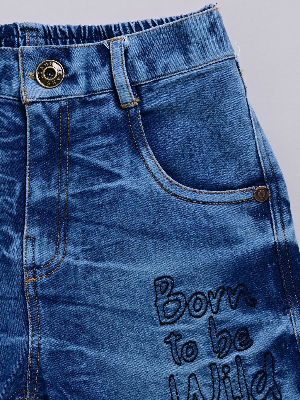 Dear To Dad Pure Cotton Half Sleeve Crochet Fabric Denim Boys Set B-HSD-830