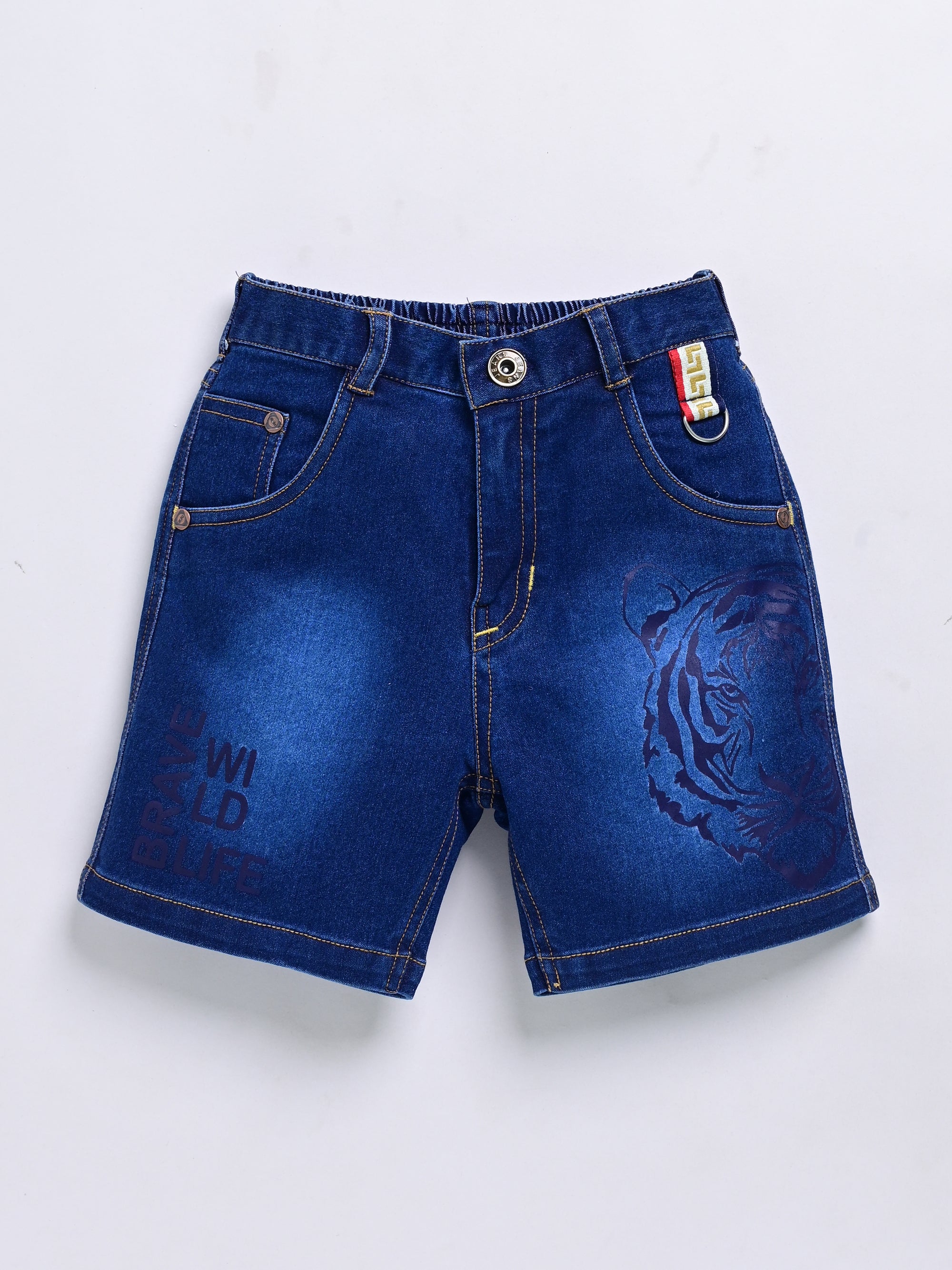 Dear To Dad Pure Cotton Half Sleeve Crochet Fabric Denim Boys Set B-HSD-831