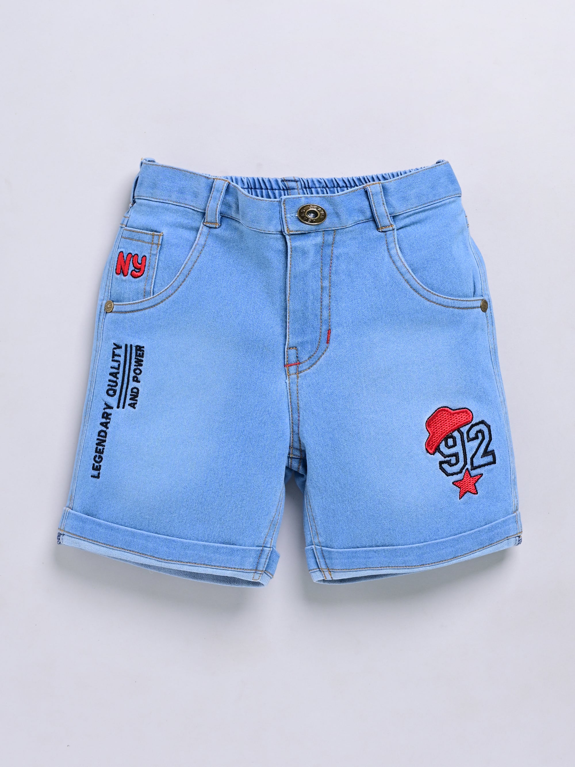 Dear To Dad Pure Cotton Half Sleeve Crochet Fabric Denim Boys Set B-HSD-829