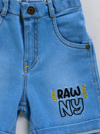 Dear To Dad Pure Cotton Half Sleeve Crochet Fabric Denim Boys Set B-HSD-828