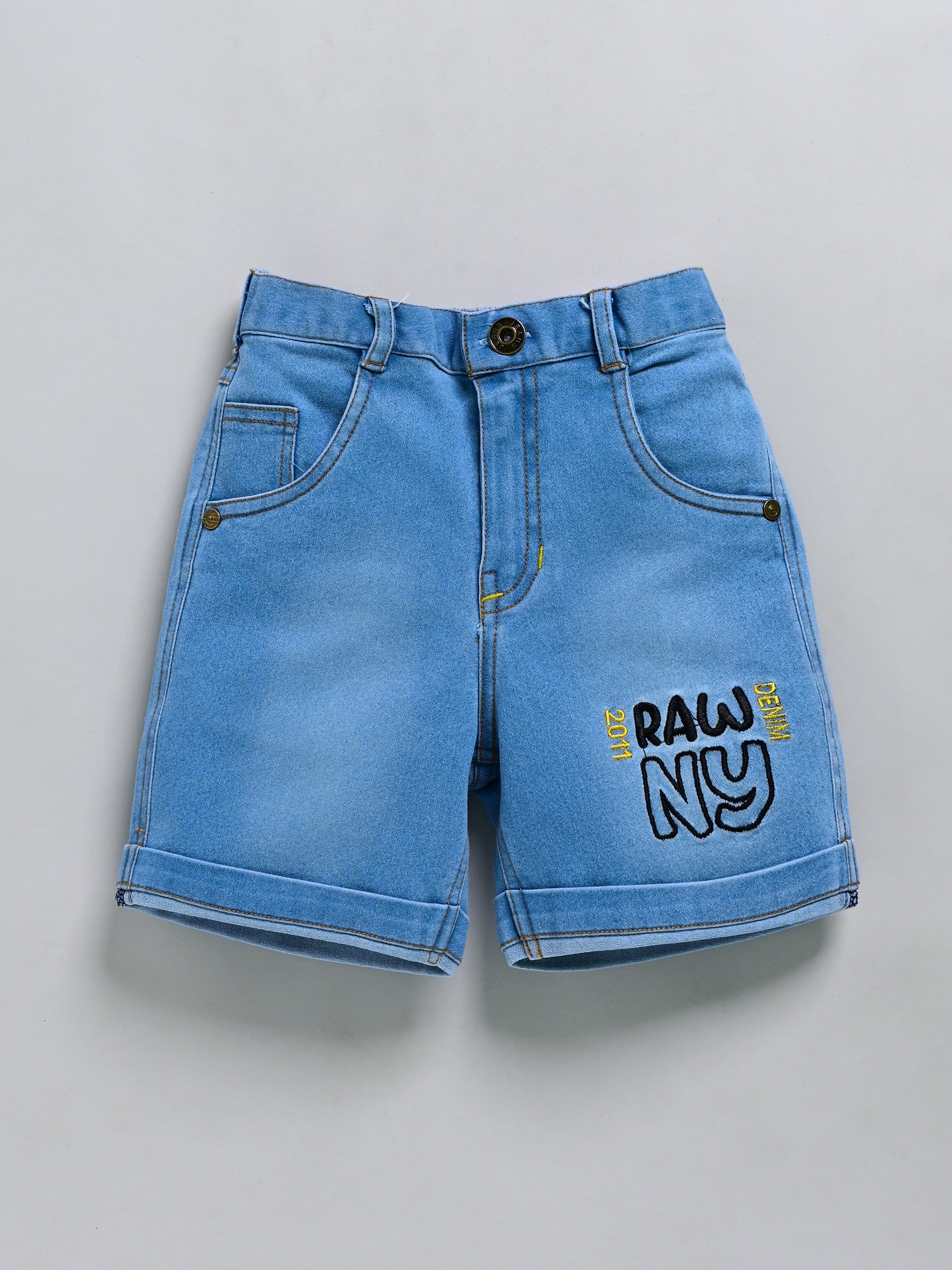 Dear To Dad Pure Cotton Half Sleeve Crochet Fabric Denim Boys Set B-HSD-828
