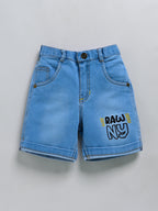 Dear To Dad Pure Cotton Half Sleeve Crochet Fabric Denim Boys Set B-HSD-828