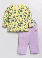 Flower All Over Printed Girls Full Sleeve Set-7130