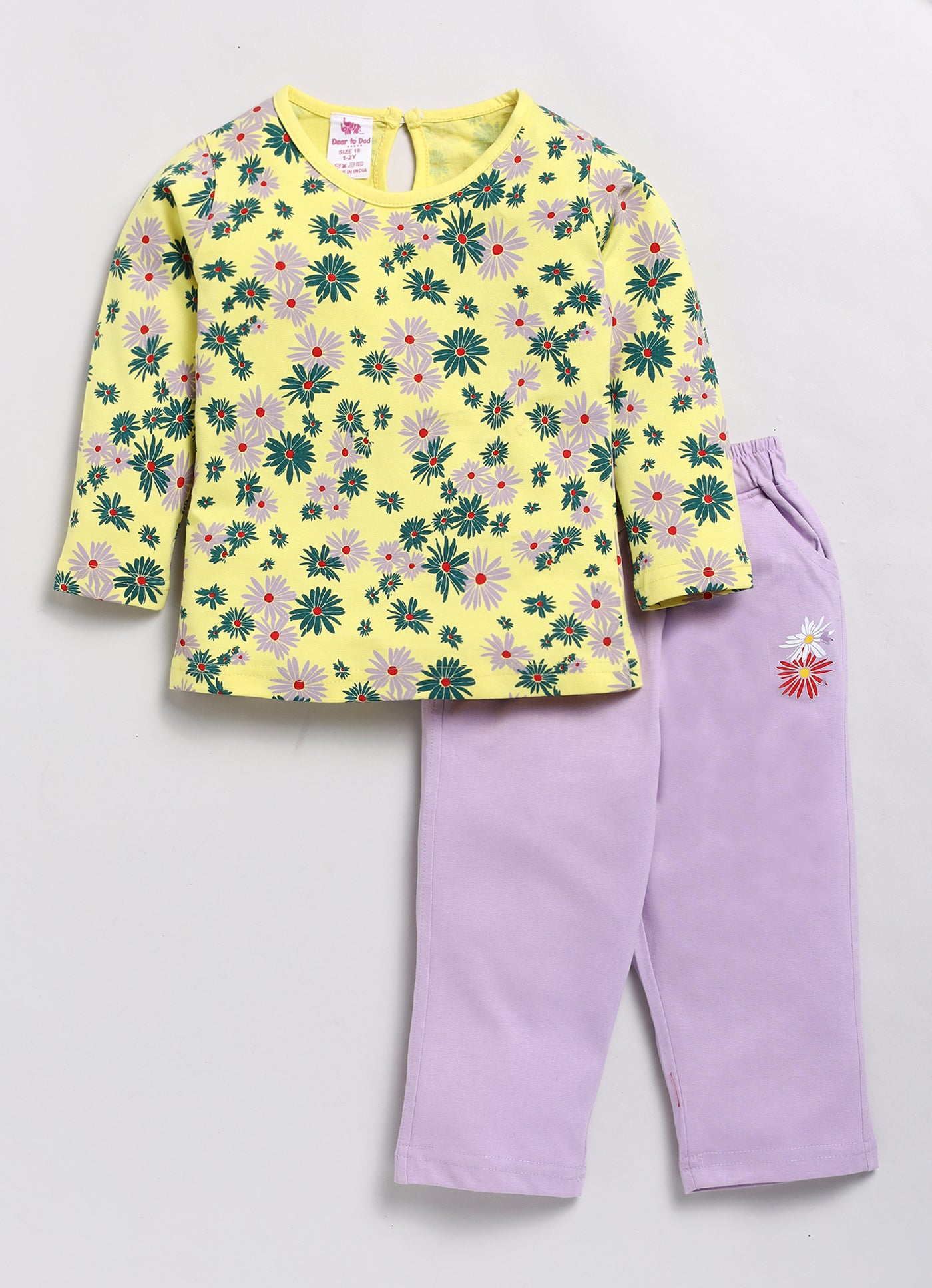 Flower All Over Printed Girls Full Sleeve Set-7130