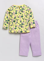 Flower All Over Printed Girls Full Sleeve Set-7130