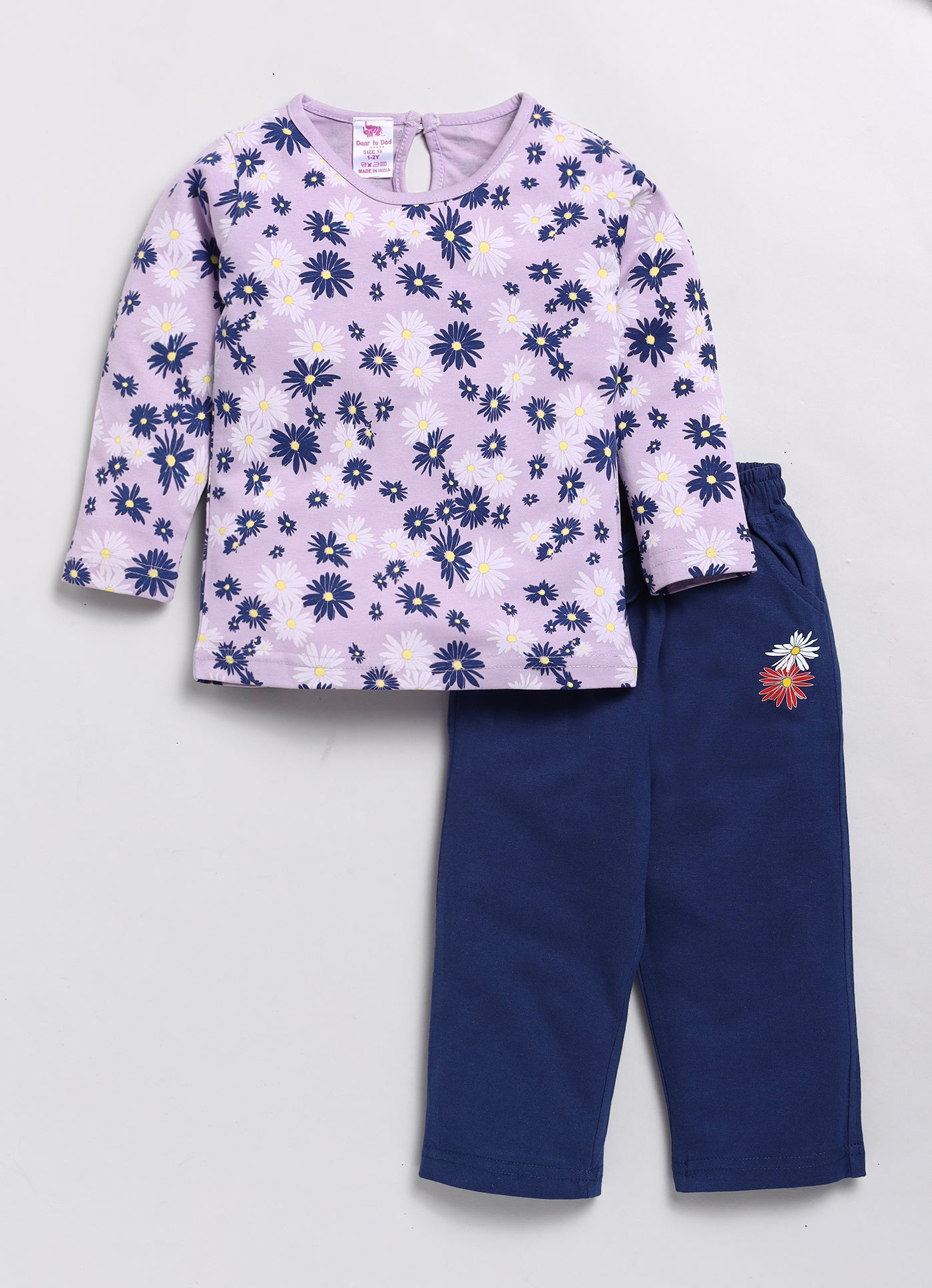 Flower All Over Printed Girls Full Sleeve Set-7130
